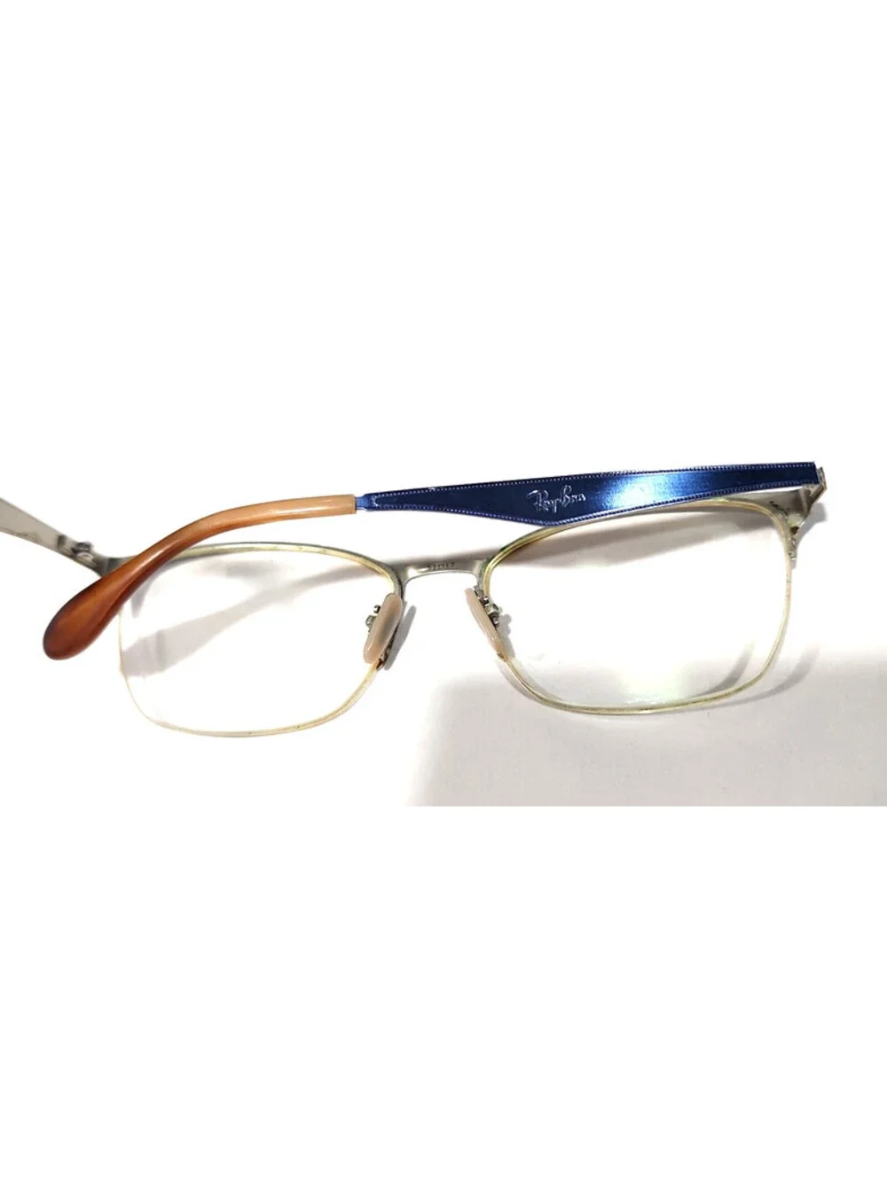 Ray Ban RB6345 2865 Blue Metal Half Rim Square Eyeglasses 52-17 135
